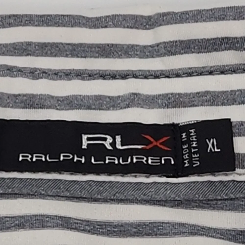 RLX Ralph Lauren Polo Golf Shirt Gray White Stripe Men Size XL Stretch